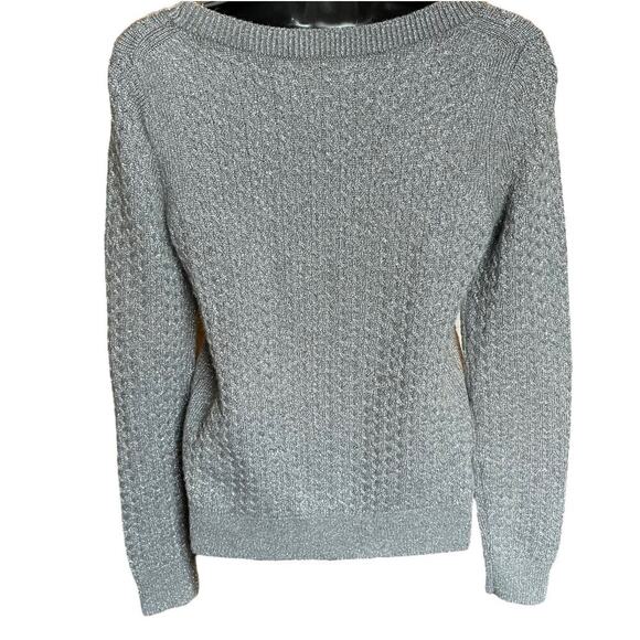 Loft Gray Metallic Rayon Wool Rabbit Hair Knit Sweater Size S - Picture 3 of 8